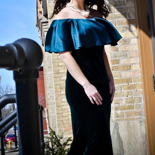 Elegant Deep Green Velvet Gown